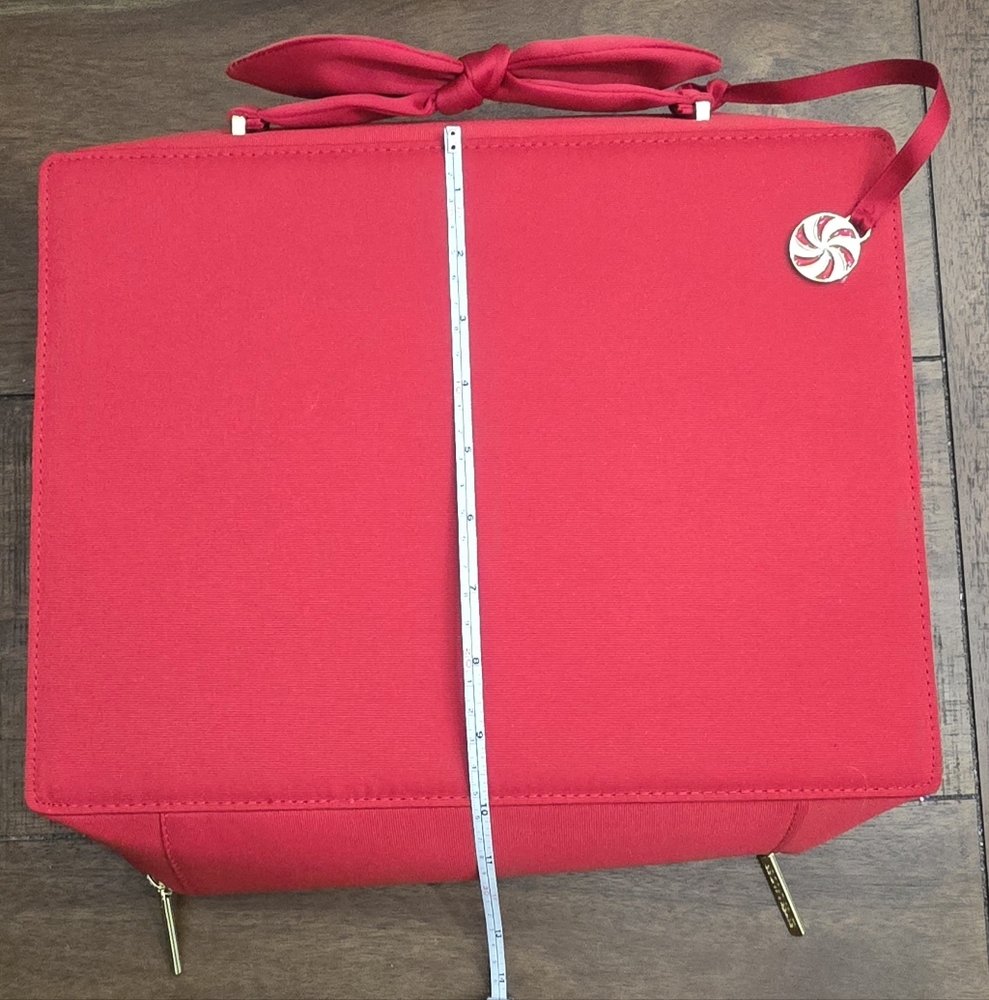 Estee Lauder Red Christmas Holiday 2021 Case Makeup Cosmetic Travel Bag Tote - Picture 5 of 11